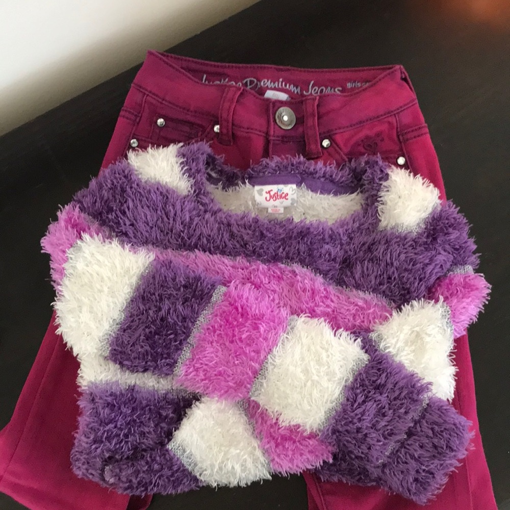 Justice Cozy Sweater and Skinny Jeans Outfit